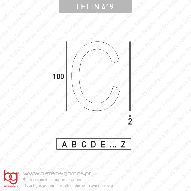 Letras mai�sculas 100mm (A ... Z) - INOX 304